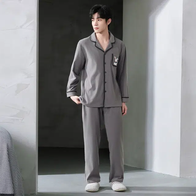 芬腾可安 秋冬季经典保暖锁温亲肤少年感外出可穿家居服睡衣套装 男款