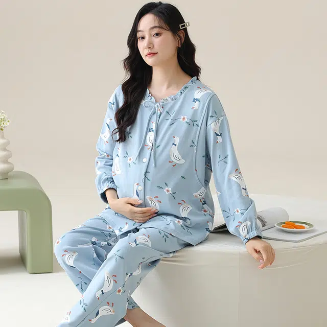 芬腾可安 春秋外出可穿柔软舒适哺乳期可穿月子家居服睡衣套装 女款