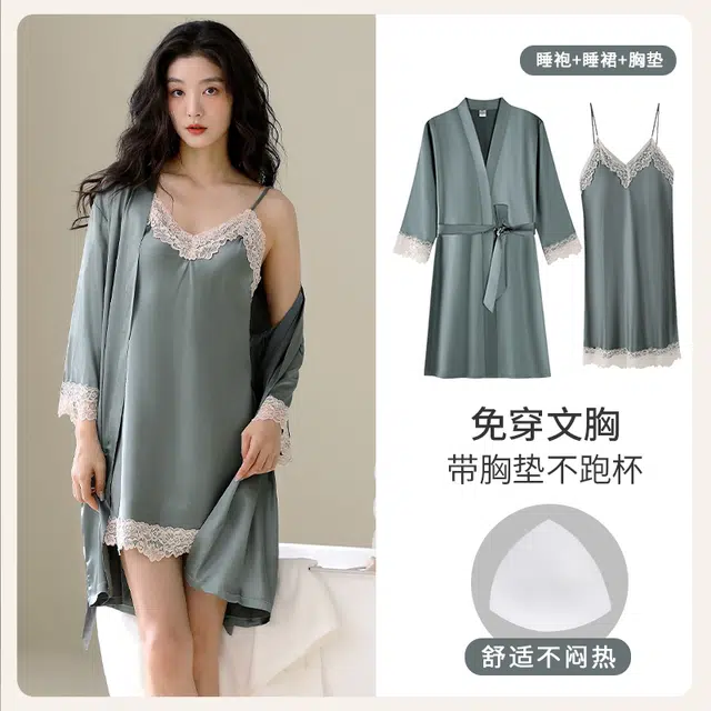 芬腾可安 柔软细腻亲肤透气显瘦顺滑凉爽简约休闲家居服睡袍/浴袍 女款