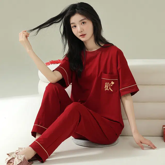 芬腾可安 设计感时尚舒适亲肤细腻套头家居服睡衣套装 女款