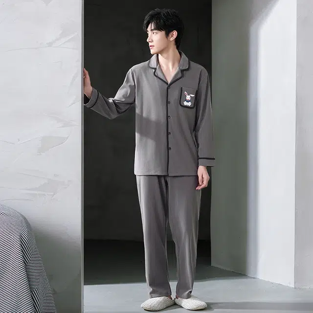 芬腾可安 秋冬季经典保暖锁温亲肤少年感外出可穿家居服睡衣套装 男款