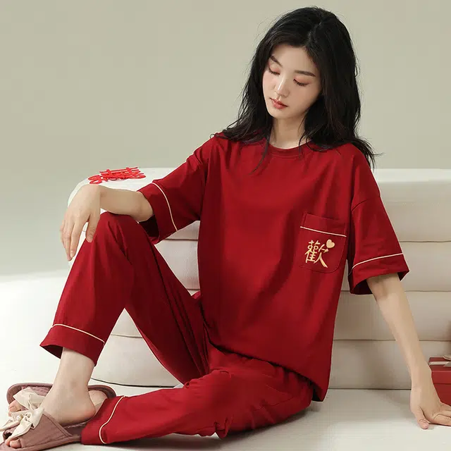 芬腾可安 设计感时尚舒适亲肤细腻套头家居服睡衣套装 女款