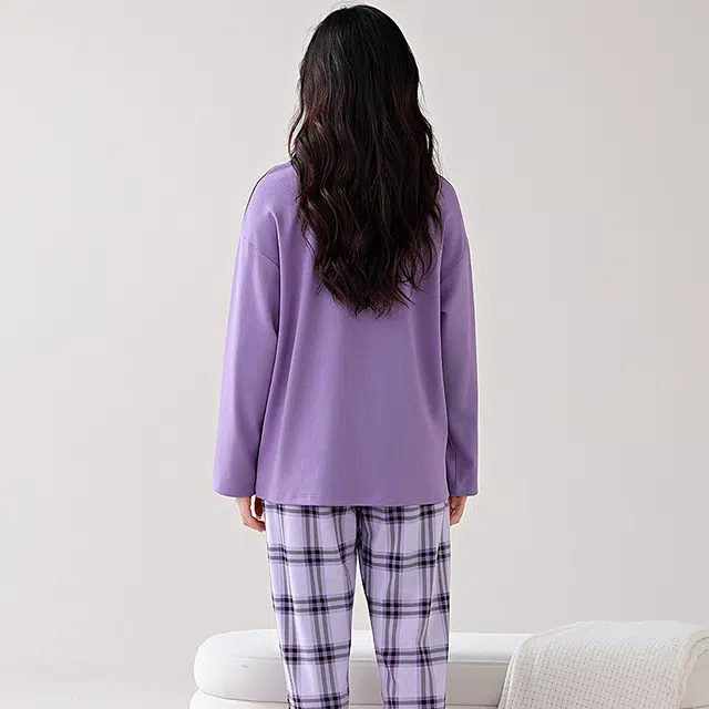 芬腾可安 家居服韩版经典简约带固定胸垫一体式轻熟风柔软亲肤外出可穿睡衣套装 女款