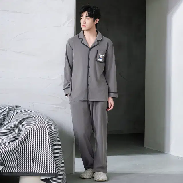 芬腾可安 秋冬季经典保暖锁温亲肤少年感外出可穿家居服睡衣套装 男款