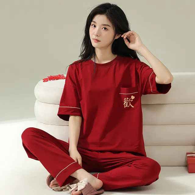 芬腾可安 设计感时尚舒适亲肤细腻套头家居服睡衣套装 女款