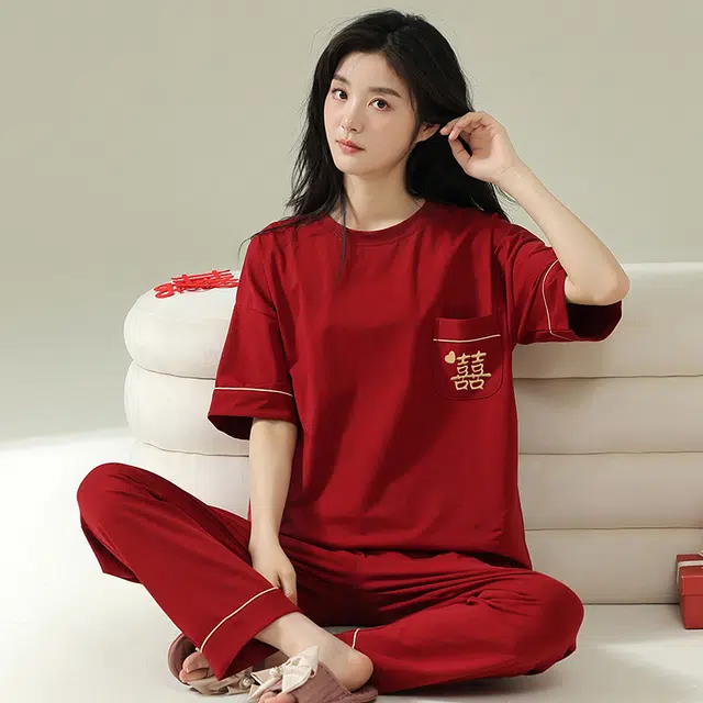 芬腾可安 设计感春夏季套头情侣款时尚舒适亲肤细腻家居服睡衣套装 女款
