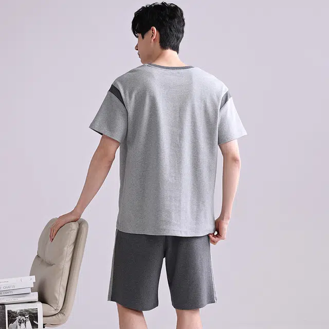 芬腾可安 微弹舒适经典宽松休闲显瘦柔软休闲外出宿舍都可穿青春亲肤轻盈细腻家居服春夏季睡衣套装 男款