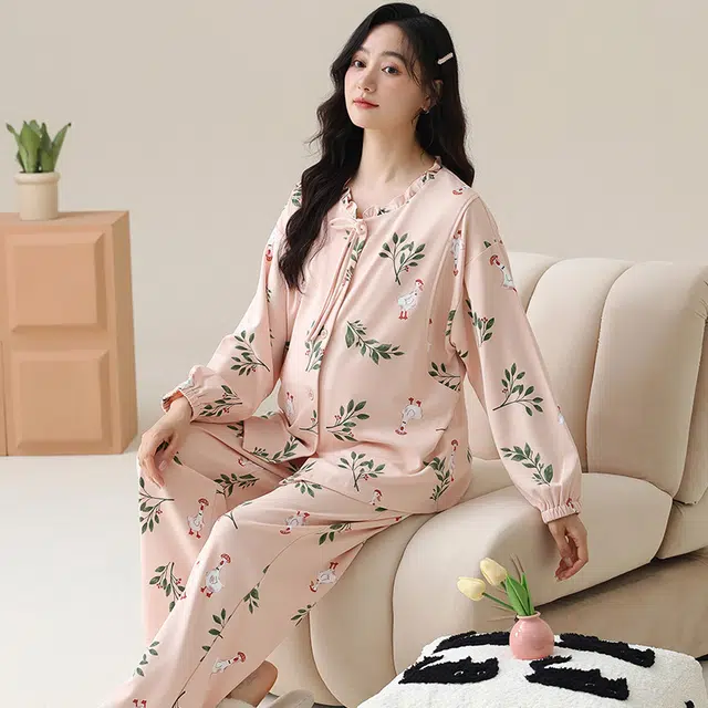 芬腾可安 外出可穿柔软舒适休闲春秋哺乳期可穿的月子家居服睡衣套装 女款