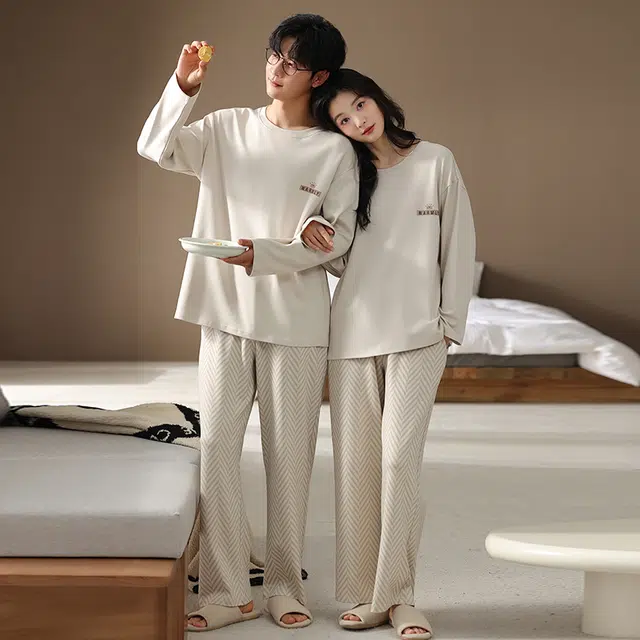 芬腾可安 秋冬经典气质外出可穿的轻熟风情侣款透气家居服睡衣套装 男款