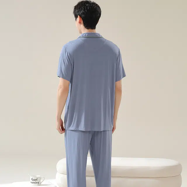 芬腾可安 气质舒适带胸垫休闲宿舍外出都可穿亲肤家居服短袖长裤春夏季睡衣套装 男女同款