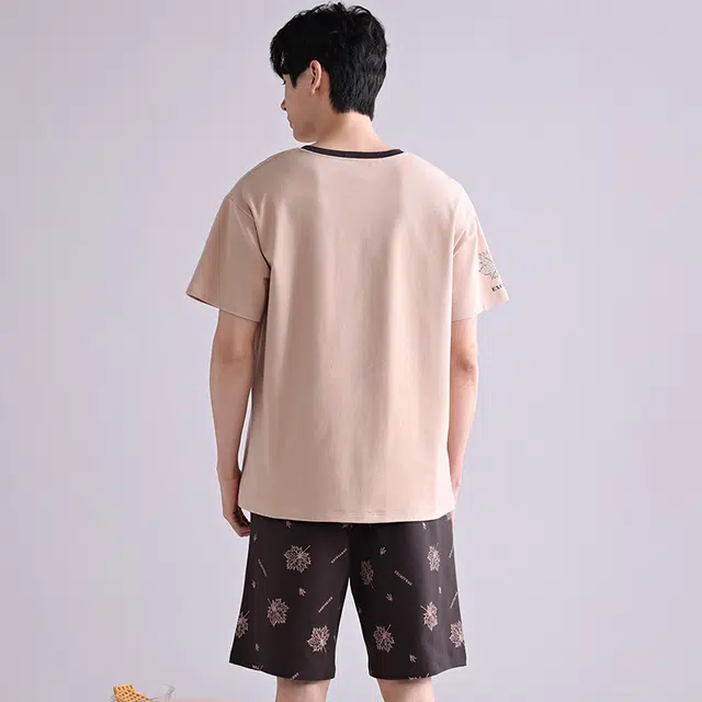 芬腾可安 微弹舒适经典宽松休闲显瘦柔软亲肤轻盈休闲外出宿舍都可穿细腻青春家居服春夏季睡衣套装 男款