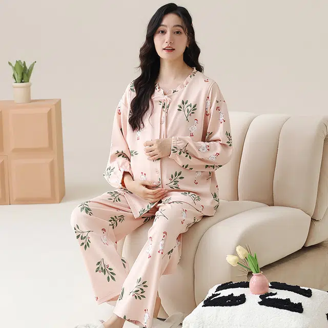 芬腾可安 外出可穿柔软舒适休闲春秋哺乳期可穿的月子家居服睡衣套装 女款