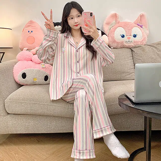 芬腾可安 亲肤可外穿杯垫一体轻盈开衫家居服睡衣套装 女款