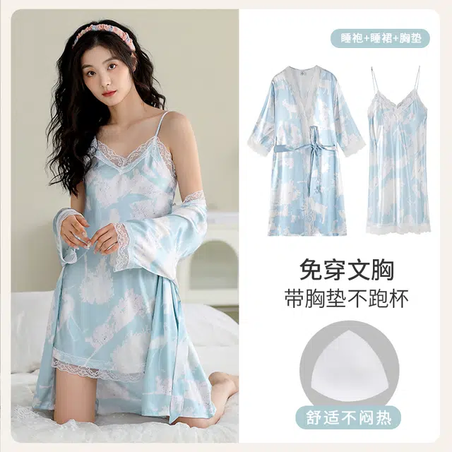 芬腾可安 柔软细腻亲肤透气显瘦顺滑凉爽简约休闲家居服可外穿睡袍/浴袍 女款