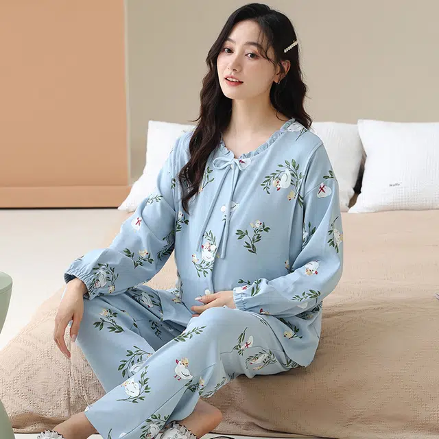 芬腾可安 外出可穿柔软舒适春秋哺乳期可穿月子家居服睡衣套装 女款