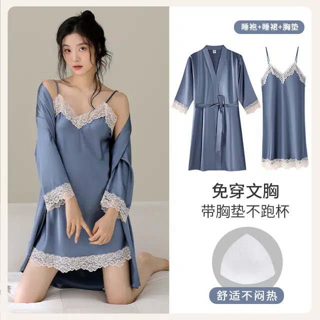 芬腾可安 柔软细腻亲肤透气显瘦顺滑凉爽简约休闲家居服睡袍/浴袍 女款