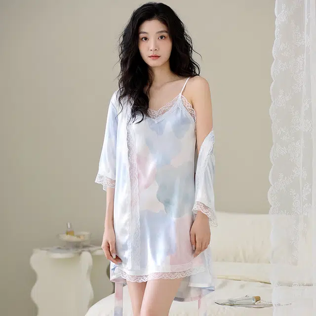 芬腾可安 柔软细腻亲肤透气显瘦顺滑凉爽优雅休闲简约家居服可外穿睡袍/浴袍 女款