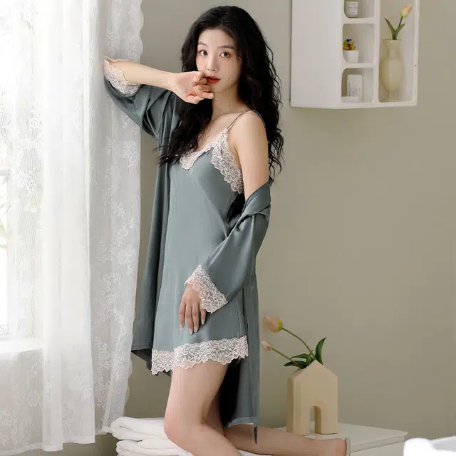 芬腾可安 柔软细腻亲肤透气显瘦顺滑凉爽简约休闲家居服睡袍/浴袍 女款