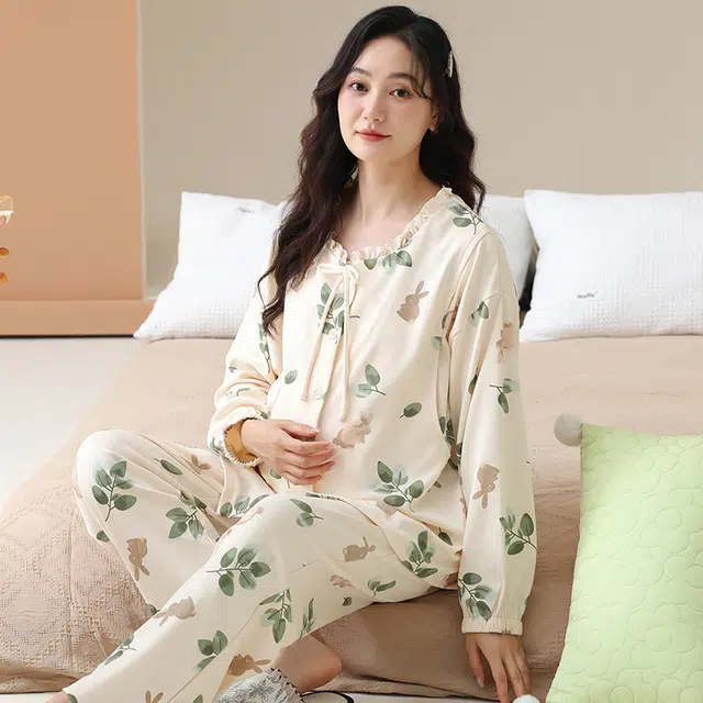 芬腾可安 外出可穿柔软舒适春秋哺乳期可穿的月子家居服睡衣套装 女款