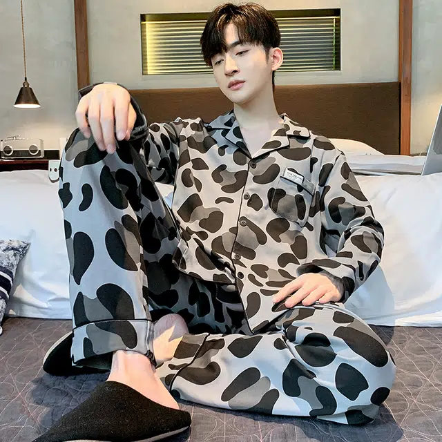 芬腾可安 春秋季可外穿休闲遮肉显瘦经典时尚家居服睡衣套装 男款