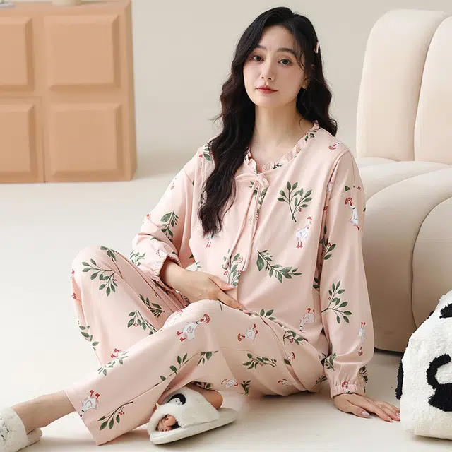 芬腾可安 外出可穿柔软舒适休闲春秋哺乳期可穿的月子家居服睡衣套装 女款