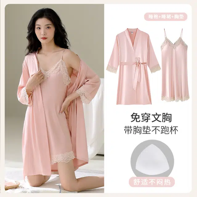 芬腾可安 柔软细腻亲肤透气显瘦顺滑凉爽简约休闲家居服睡袍/浴袍 女款