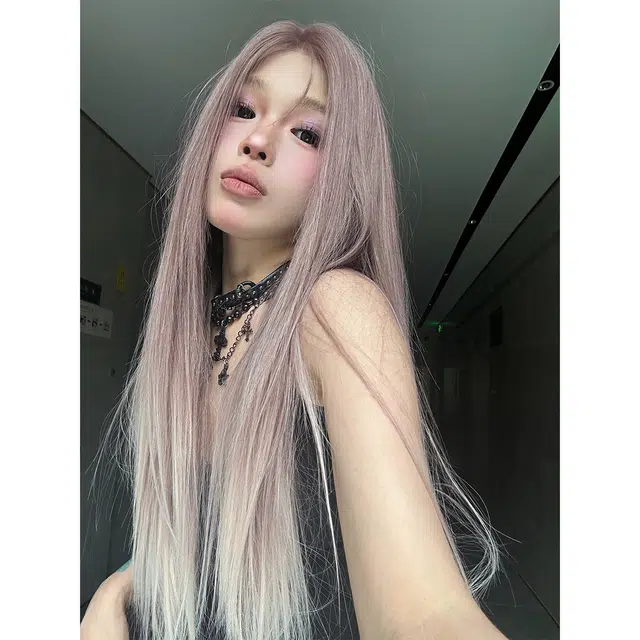 右西 渐变巧克力  前额蕾丝长直发  透气逼真 亚裔风 假发女  全头套