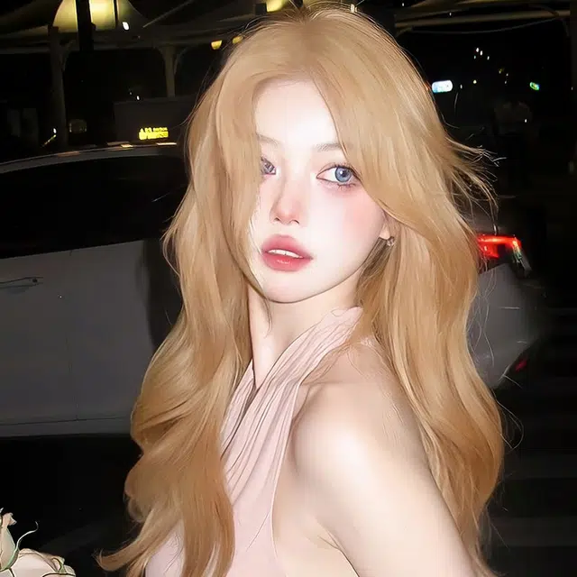 时影 坠落天使奶茶金长发前额蕾丝假发女 显白中分大波浪长卷发仿真全头套