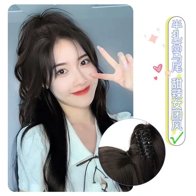 时影 元气少女 高马尾假发 仿真发大抓夹高颅顶