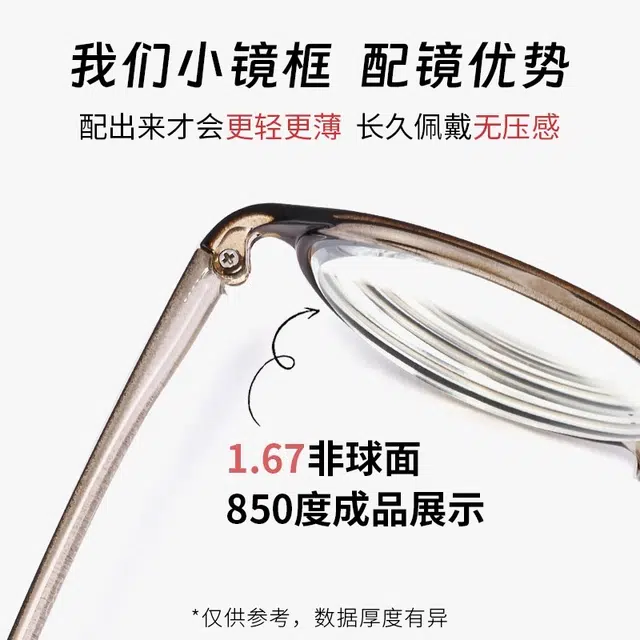 【可配度数】 佐川 超轻小框眼镜框 高度近视 方圆脸显脸小 厚边设计包裹镜片 素颜早八通勤神器 光学镜架 男女同款情侣款