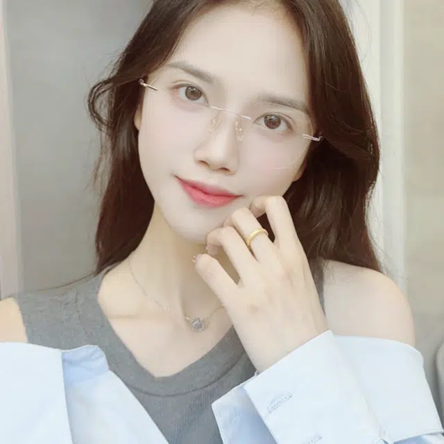 【联系客服可配度数】 佐川 多边形无边框眼镜 无框超轻纯钛素颜眼镜 纯钛 不规则形 光学镜架 男女同款情侣款 可配近视 礼盒装