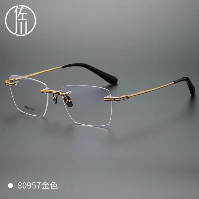 【可配度数】 佐川 超轻多边无边框眼镜 近视复古斯文纯欲风 可配防蓝光变色 纯钛 不规则形 光学镜架 男女同款情侣款