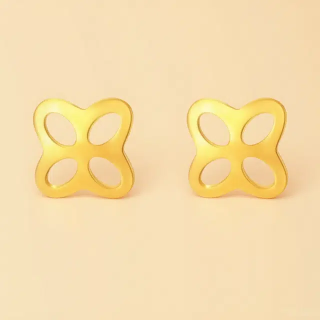 壹金金 四叶草 浪漫温柔简约幸运草复古精致优雅设计感 足金 一口价 黄金耳钉 女款