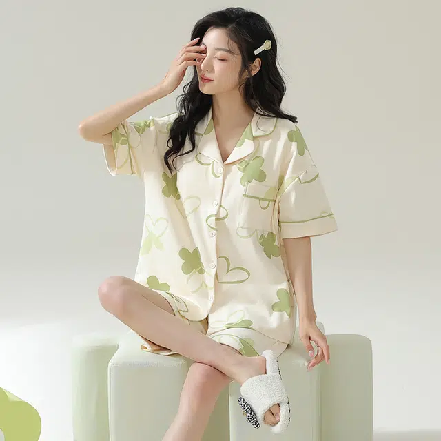 品彩 带胸垫薄款休闲舒适可外穿睡衣套装 女款