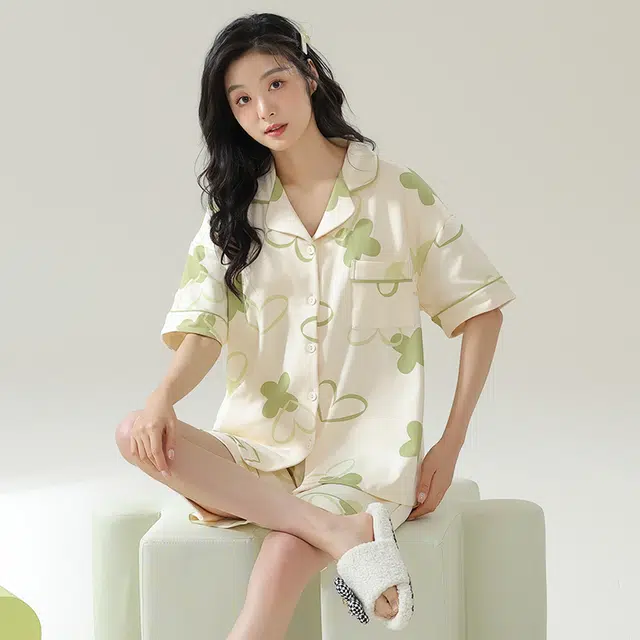 品彩 带胸垫薄款休闲舒适可外穿睡衣套装 女款