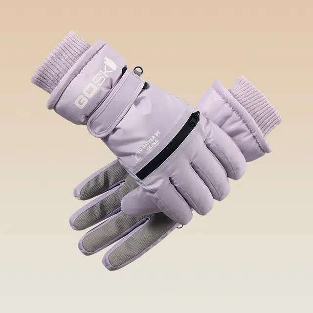 俞兆林 加绒加厚女士新款可触屏紫色冬季骑行防风防寒防泼水掌心防滑腕口可调节 保暖 滑雪手套 女款