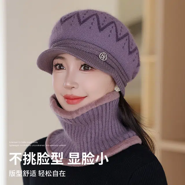 俞兆林 中老年人帽子女冬季老太太保暖加绒妈妈老人奶奶酒红毛线帽 腈纶 鸭舌帽 女款
