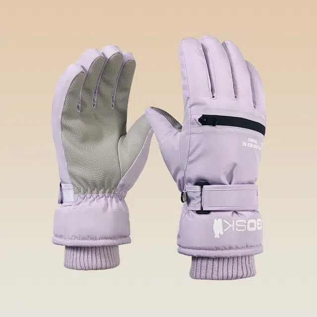 俞兆林 加绒加厚女士新款可触屏紫色冬季骑行防风防寒防泼水掌心防滑腕口可调节 保暖 滑雪手套 女款