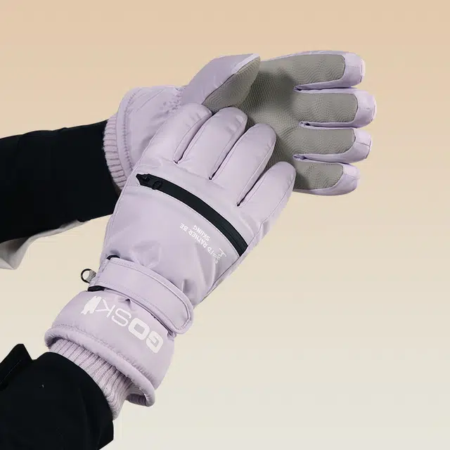 俞兆林 加绒加厚女士新款可触屏紫色冬季骑行防风防寒防泼水掌心防滑腕口可调节 保暖 滑雪手套 女款
