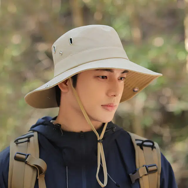 俞兆林 夏季户外骑行钓鱼登山露营遮阳帽防紫外线速干透气太阳帽西部牛仔防晒帽大帽檐显脸小遮脸 轻薄款 渔夫帽 男款