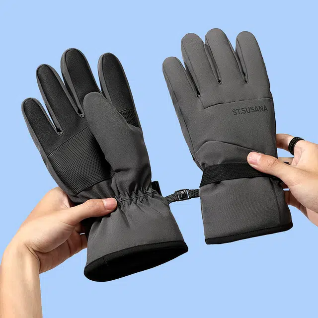 俞兆林 冬季女士滑雪玩雪防寒加绒加厚骑行保暖可触屏冬天雪山防泼水 聚酯纤维 手套 男女同款情侣款