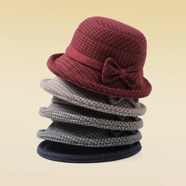 俞兆林 冬季帽子防风保暖中老年女妈妈毛呢时尚奶奶盆帽春秋洋气百搭帽子 呢子 渔夫帽 女款