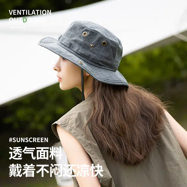 俞兆林 复古西部牛仔帽大檐夏季防晒遮阳帽户外钓鱼登山露营徒步防紫外线透气太阳帽 棉 渔夫帽 女款
