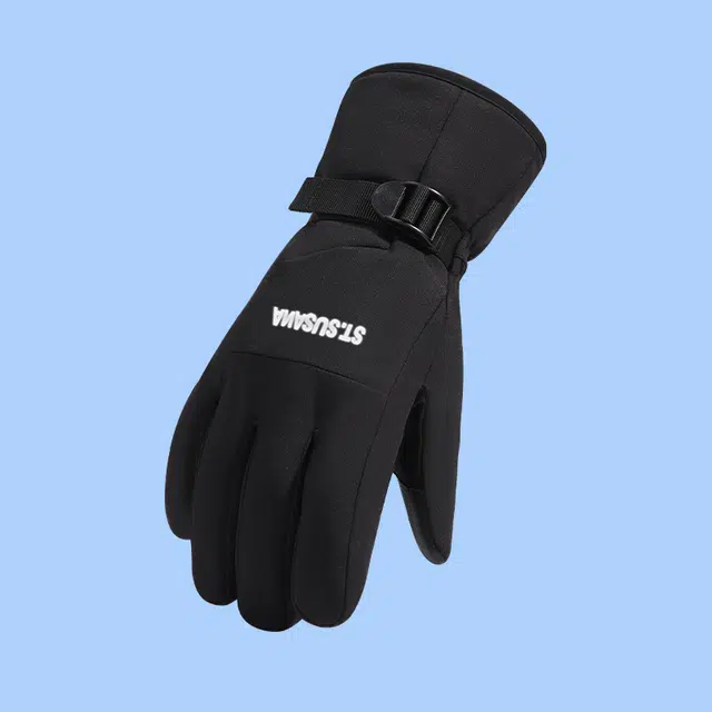 俞兆林 冬季女士滑雪玩雪防寒加绒加厚骑行保暖可触屏冬天雪山防泼水 聚酯纤维 手套 男女同款情侣款