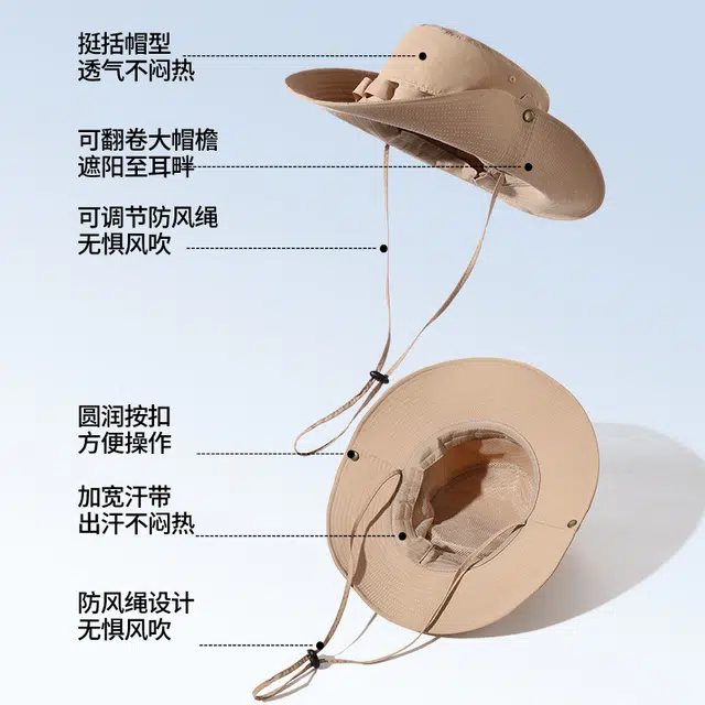 俞兆林 日系工装遮阳防晒帽夏季透气户外露营徒步登山钓鱼帽西部牛仔帽子 轻薄款 渔夫帽 男女同款情侣款