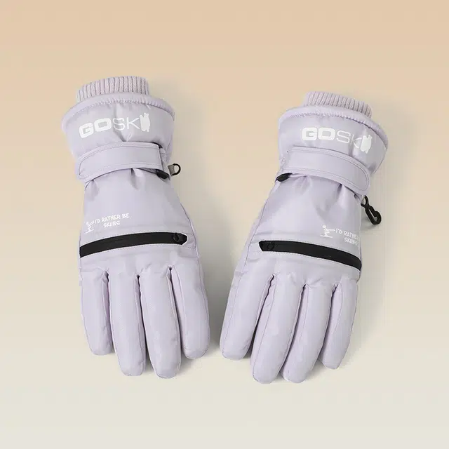 俞兆林 加绒加厚女士新款可触屏紫色冬季骑行防风防寒防泼水掌心防滑腕口可调节 保暖 滑雪手套 女款