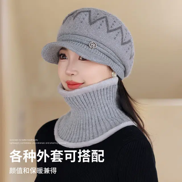 俞兆林 中老年人帽子女冬季老太太保暖加绒妈妈老人奶奶酒红毛线帽 腈纶 鸭舌帽 女款
