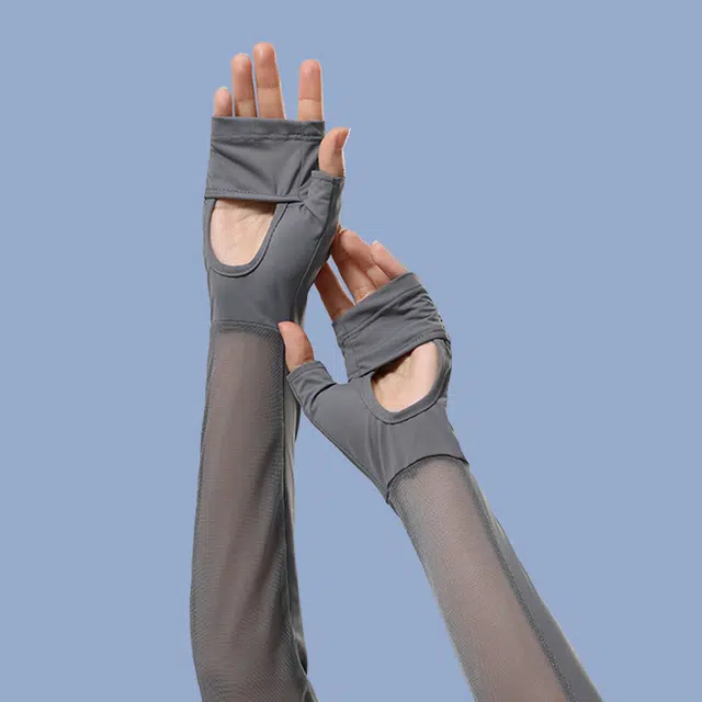 俞兆林 半指手套冰袖一体户外出游登山骑行开车钓鱼防紫外线护袖掌心镂空防滑透气冰感遮手臂遮阳薄款可触屏 防晒袖 女款