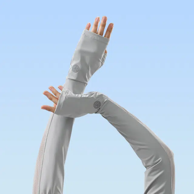 俞兆林 半指手套冰袖一体户外出游登山骑行开车钓鱼防紫外线护袖掌心镂空防滑透气冰感遮手臂遮阳薄款可触屏 防晒袖 女款