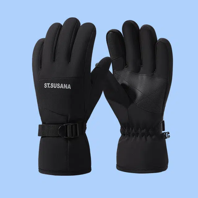 俞兆林 冬季女士滑雪玩雪防寒加绒加厚骑行保暖可触屏冬天雪山防泼水 聚酯纤维 手套 男女同款情侣款